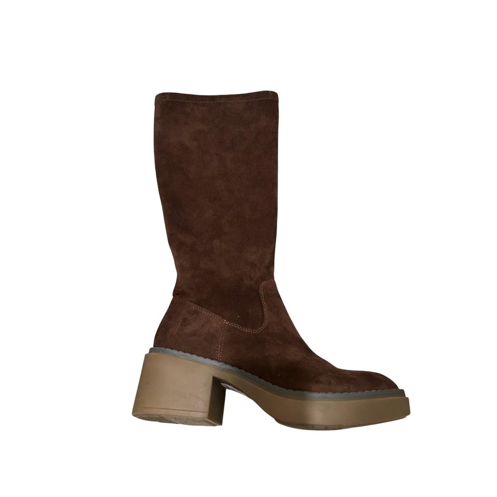 White Mountain Marcella Brown Faux Suede Platform Tall Boots Womens 7M Lug Sole - Picture 8 of 12